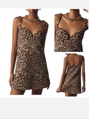 Antrpologie Dhruv Kapoor Leopard Print Cami Dress - Tan & Black Nwt